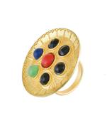 Golden With Multi Stone Unique Desiner Ring