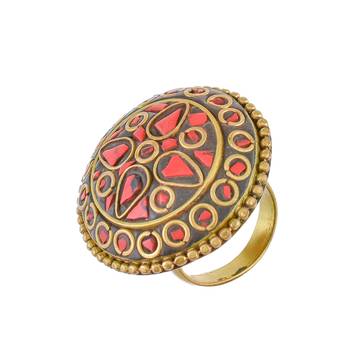 Black Red Tibetian Style Traditional Ring 1