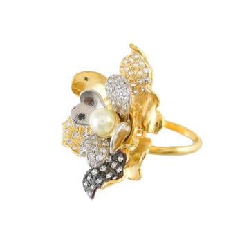Golden Flower Design Beautiful Cute Designer Ring 2