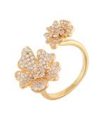 Golden Cubic Zirconia Flower Design Cute Delicate Ring