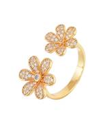 Golden Cubic Zirconia Flower Design Beautiful  Delicate Ring