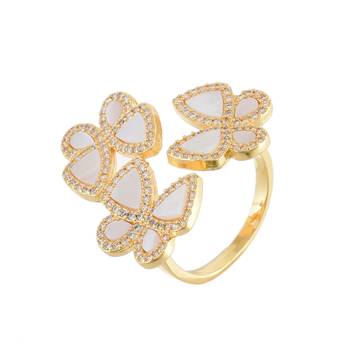 White Golden Mother Pearl Beautiful Delicate Cubic Zirconia  Ring 1