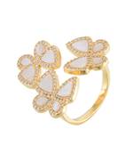 White Golden Mother Pearl Beautiful Delicate Cubic Zirconia  Ring