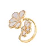 White Golden Mother Pearl Cute Delicate Cubic Zirconia  Ring