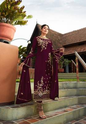Purple embroidered santoon salwar 1