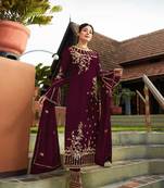 Purple embroidered santoon salwar