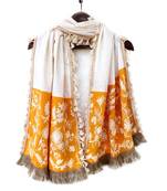 Pure Khadi Yellow Makhi panel Embroidered stole or Dupatta