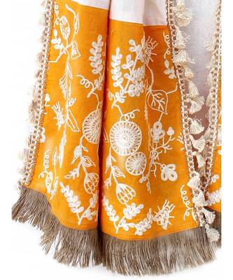 Pure Khadi Yellow Makhi panel Embroidered stole or Dupatta 2