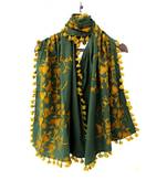 Pure khadi Embroidered Green Dupatta With Dazzling cotton lace