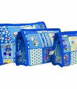 atorakushon   Imported Fabric blue Multipurpose MakeUp  Cosmetic pouch set of 3