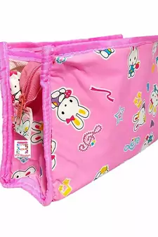 atorakushon   Imported Fabric Pink Multipurpose MakeUp  Cosmetic pouch set of 3