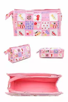 atorakushon   Imported Fabric Pink Multipurpose MakeUp  Cosmetic pouch set of 3
