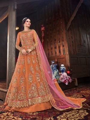 Orange embroidered santoon salwar 1