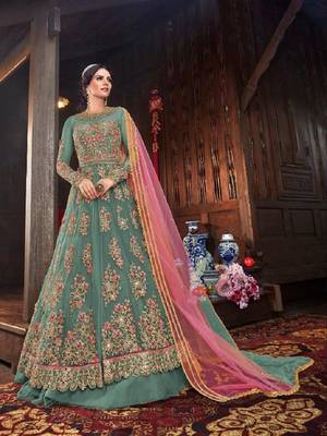 Sky-blue embroidered santoon salwar 1