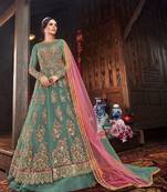 Sky-blue embroidered santoon salwar
