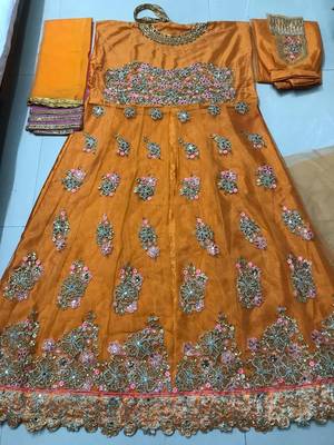 Orange embroidered santoon salwar 2