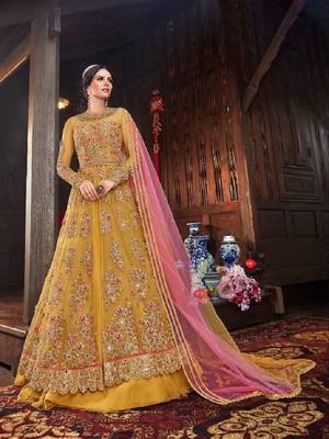 Yellow embroidered santoon salwar 1