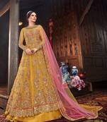 Yellow embroidered santoon salwar