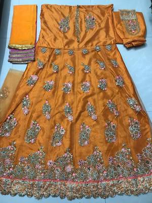 Orange embroidered santoon salwar 3