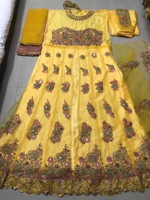 Yellow embroidered santoon salwar 2