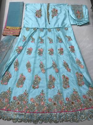 Sky-blue embroidered santoon salwar 3