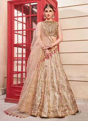 Salmon Plain
 Silk Unstitched Lehenga 1