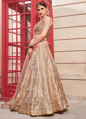 Salmon Plain
 Silk Unstitched Lehenga 2