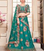 Green Plain
 Silk Unstitched Lehenga