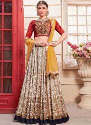 Pink Plain
 Silk Unstitched Lehenga 1