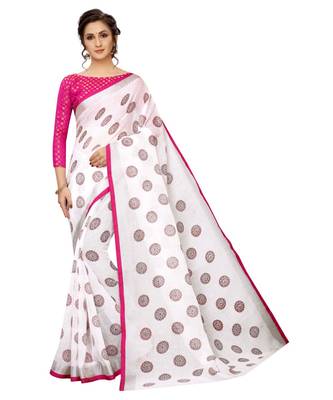 Women   s Pure Heavy Linen Cotton Designer Saree with Printed Butaa 1