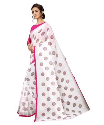 Women   s Pure Heavy Linen Cotton Designer Saree with Printed Butaa 2