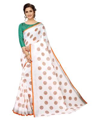 Women   s Pure Heavy Linen Cotton Designer Saree with Printed Butaa 1