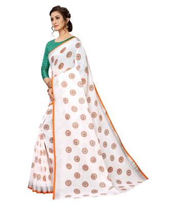 Women   s Pure Heavy Linen Cotton Designer Saree with Printed Butaa 2