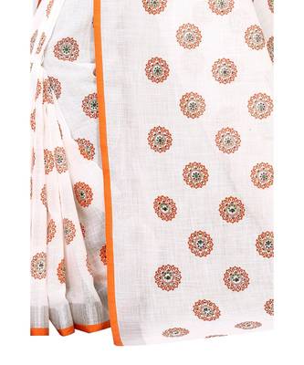 Women   s Pure Heavy Linen Cotton Designer Saree with Printed Butaa 4