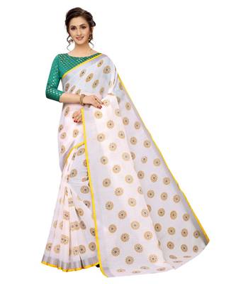 Women   s Pure Heavy Linen Cotton Designer Saree with Printed Butaa 1