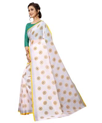 Women   s Pure Heavy Linen Cotton Designer Saree with Printed Butaa 2