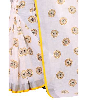 Women   s Pure Heavy Linen Cotton Designer Saree with Printed Butaa 4