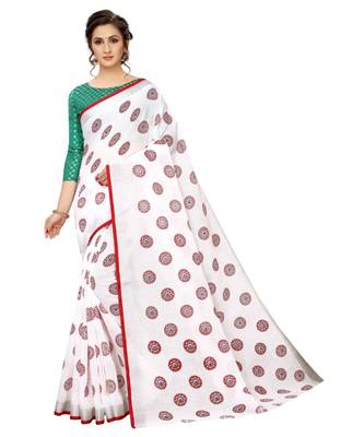 Women   s Pure Heavy Linen Cotton Designer Saree with Printed Butaa 1