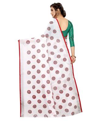 Women   s Pure Heavy Linen Cotton Designer Saree with Printed Butaa 3