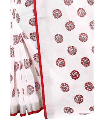 Women   s Pure Heavy Linen Cotton Designer Saree with Printed Butaa 4