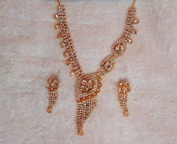 Traditional AD Zircon Stone White Gold Plated Fancy Stylish Party Wear Wedding necklace earring mangtika set 1