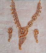 Traditional AD Zircon Stone White Gold Plated Fancy Stylish Party Wear Wedding necklace earring mangtika set