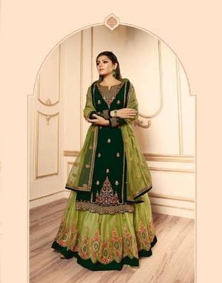 Parrot-green embroidered santoon salwar 1