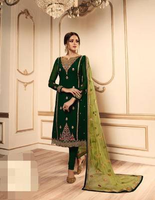 Parrot-green embroidered santoon salwar 2