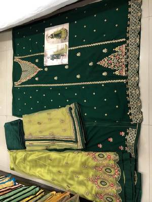 Parrot-green embroidered santoon salwar 3