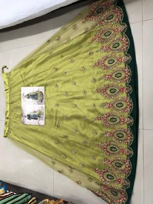 Parrot-green embroidered santoon salwar 4