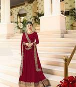 Red embroidered santoon salwar