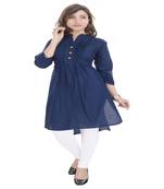 blue plain Cotton Kurti