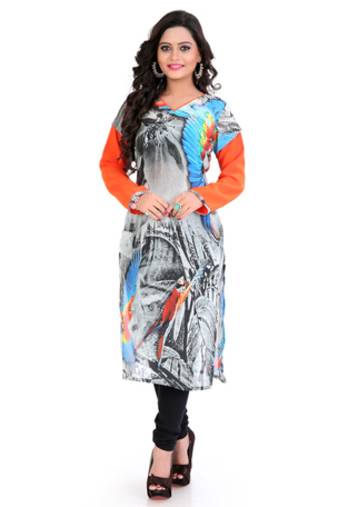 Digital Printed Multi Colour Georgette Kurti
