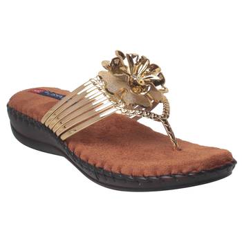 Women Gold Synthetic Sandal 1